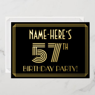 57th Birthday Party — Art Deco Style “57” + Name