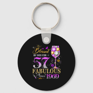 57th Birthday Queen Blessed God Bible Verse Keychain