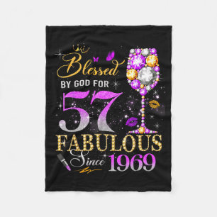 57th Birthday Queen Blessed God Scripture Design Fleece Blanket