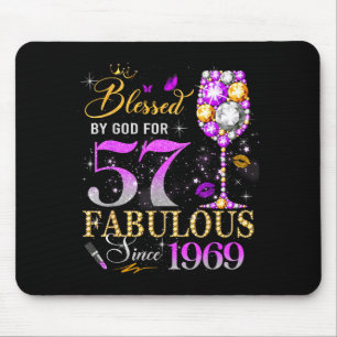 57th Birthday Queen Blessed God Scripture Design Mouse Pad