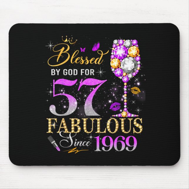 57th Birthday Queen Blessed God Scripture Design Mouse Pad (Front)