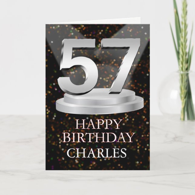 57th Birthday Spotlights Ajouter une carte de nom (Devant)