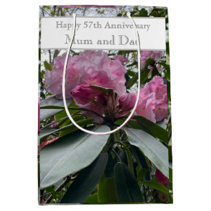 57th Wedding Anniversary Pink Rhododendron Medium Gift Bag