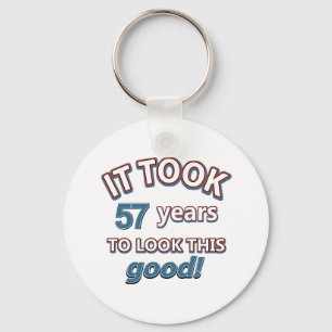 57th year birthday designs keychain
