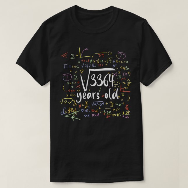 58 Birthday 58 Year Old Gifts Math Bday Square Roo T-Shirt (Design Front)