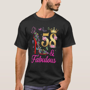 58 & Fabulous 58 Years Old 58th Bday Butterflies H T-Shirt