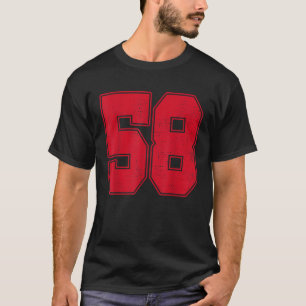 58 Outline Number 58 Varsity Fan Sports Team Grey T-Shirt