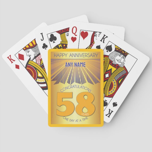 58 Year | Golden Ray 12 Step CUSTOM NAME Playing Cards (Back)