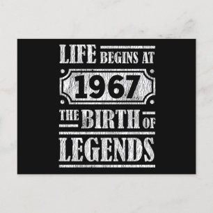 58 Year Old 1967 Birth Of Legend 58th Birthday Postcard
