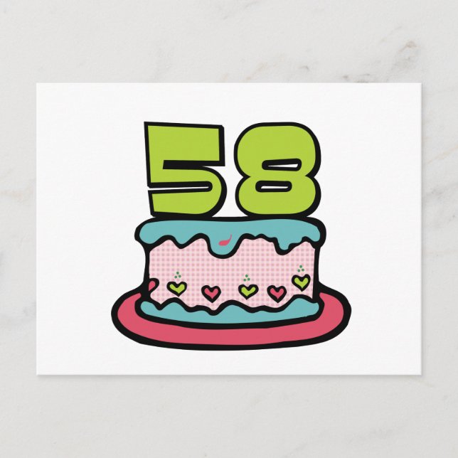 58 Year Old Birthday Cake Postcard (Front)
