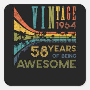 58 Year Old Birthday Vintage 1964 58th Birthday Square Sticker