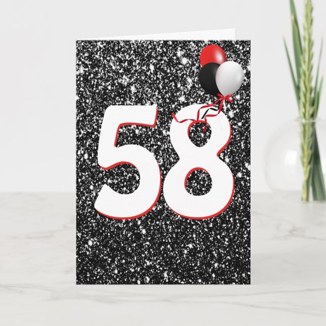 58e anniversaire Ballons sur carte Parties scintil (Devant)