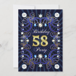 58e anniversaire invitation de fête avec des masse
