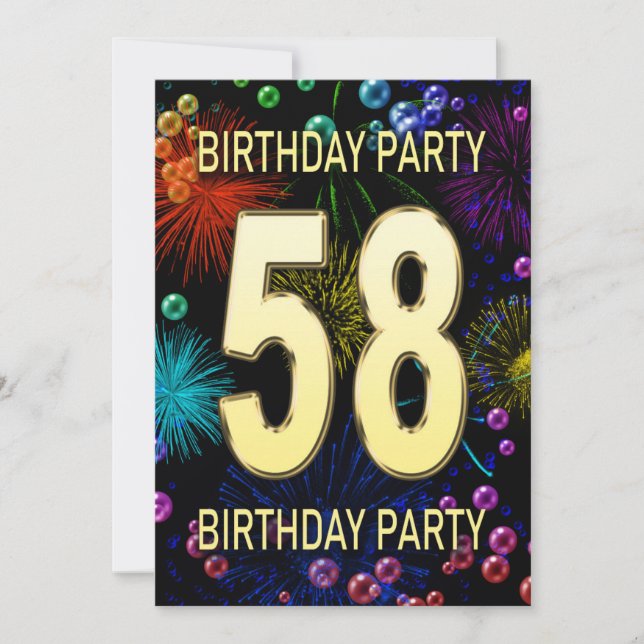 58e anniversaire Invitation fête feux d'artifice (Devant)