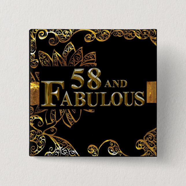 58th  Birthday  2 Inch Square Button (Front)