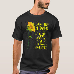 58th Birthday 58 Year Old Sunflower Born January T-Shirt