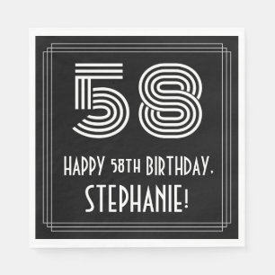 58th Birthday: Art Deco Inspired Look "58" + Name Napkin