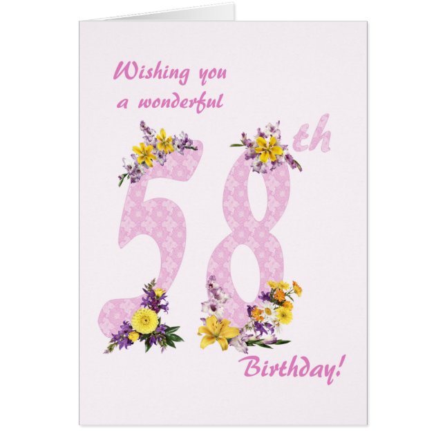 58th Birthday Flower Decorated Numbers (Front)