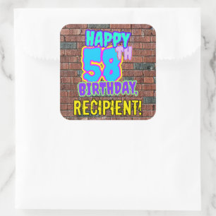 58th Birthday – Fun, Urban Graffiti Inspired Look Square Sticker