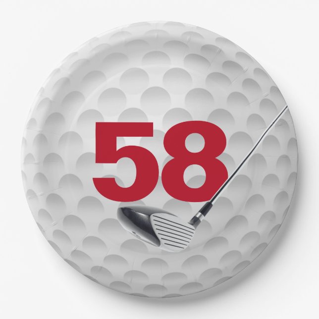 58th Birthday Golf Ball Design Paper Plate (Front)
