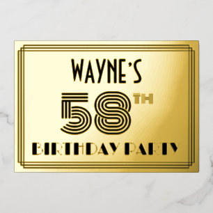 58th Birthday Party — Art Deco Style “58” & Name