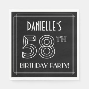 58th Birthday Party: Art Deco Style + Custom Name Napkin