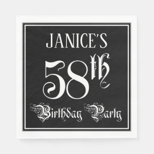58th Birthday Party — Fancy Script + Custom Name Napkin