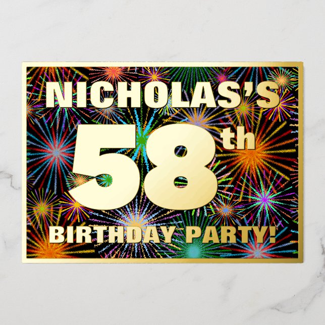 58th Birthday Party — Fun, Colourful Fireworks Loo (Front)