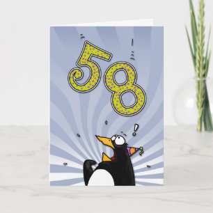 58th Birthday - Penguin Surprise Card