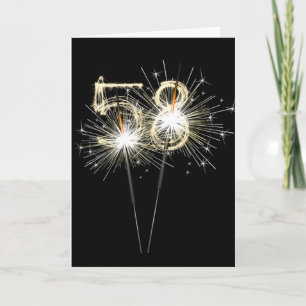 58th Birthday Sparklers on Black Card