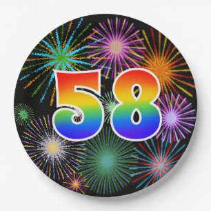 58th Event - Fun, Colourful, Bold, Rainbow 58 Paper Plate