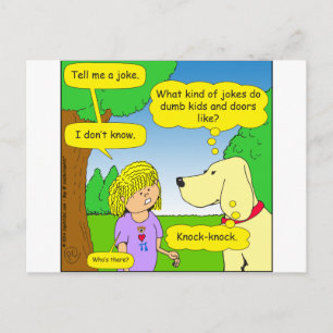 593 dumb kids and door joke cartoon postcard