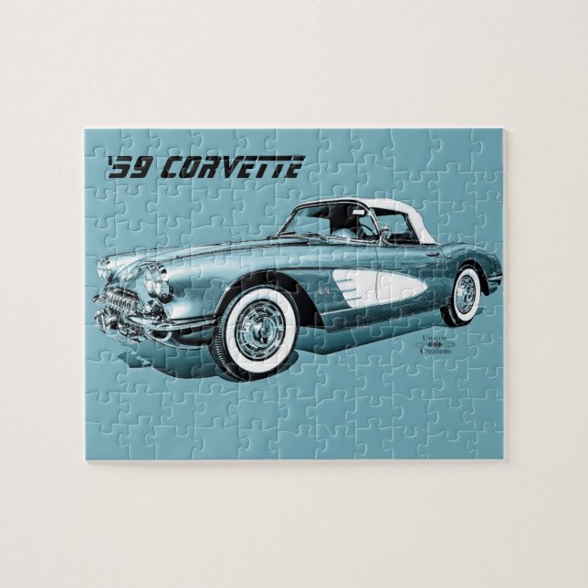 59 Corvette Blue Background Jigsaw Puzzle (Horizontal)