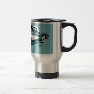 59 Corvette Blue Background Travel Mug