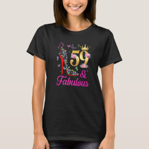 59 & Fabulous 59years Old 59th Bday Butterflies Hi T-Shirt