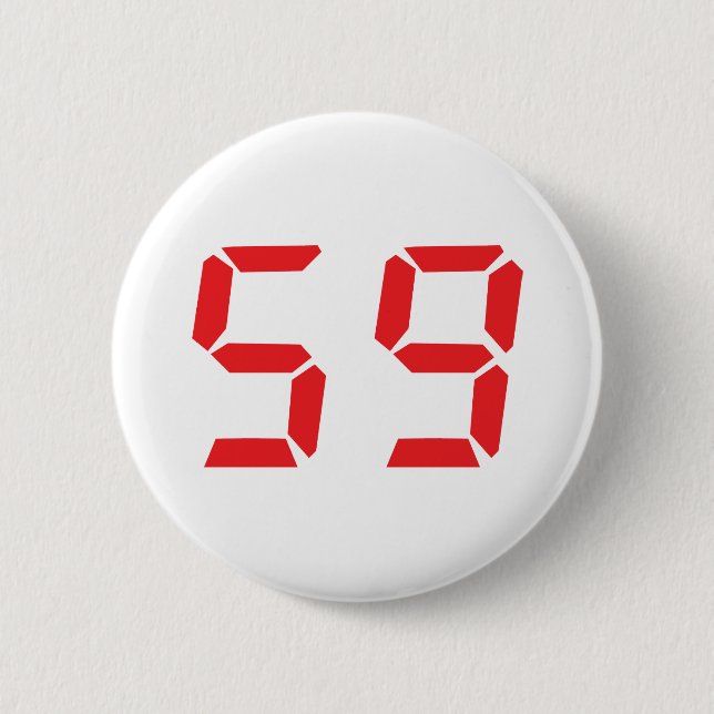 59 fifty-nine red alarm clock digital number 2 inch round button (Front)