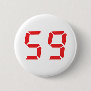 59 fifty-nine red alarm clock digital number 2 inch round button