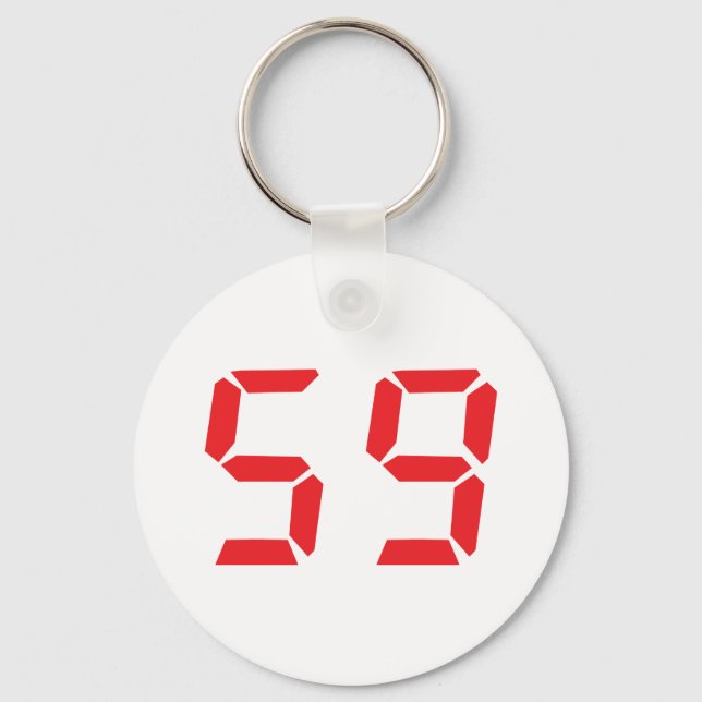 59 fifty-nine red alarm clock digital number keychain (Front)