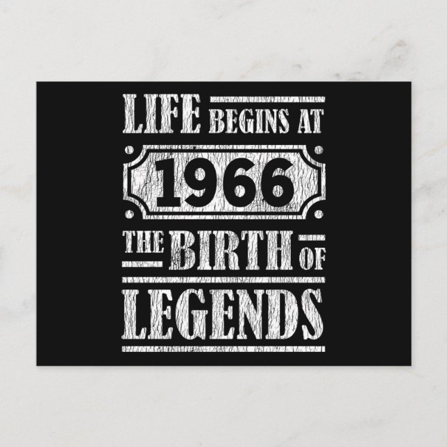 59 Year Old 1966 Birth Of Legend 59th Birthday Postcard (Front)