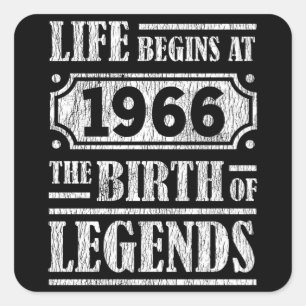 59 Year Old 1966 Birth Of Legend 59th Birthday Square Sticker