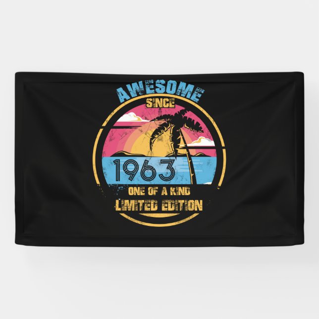 59 Year Old Awesome Since 1963 59th Birthday Banner (Horizontal)