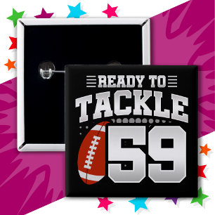 59 Year Old Tackle Football Party 59th Birthday 2 Inch Square Button