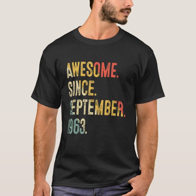 59 Years Old  Awesome Since September 1963 59th Bi T-Shirt (Front)