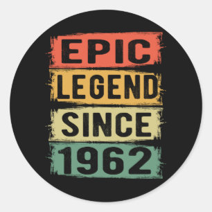 59 Years Old Bday 1962 Epic Legend 60th Birthday Classic Round Sticker