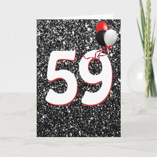 59e anniversaire Ballons sur carte Parties scintil (Devant)
