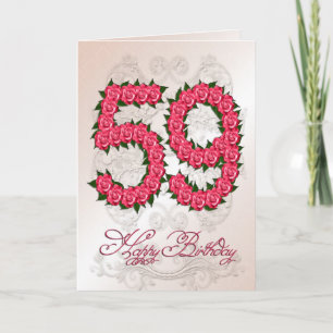 59e anniversaire carte avec roses et feuilles