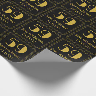 59th Birthday ~ Art Deco Inspired Look "59", Name Wrapping Paper