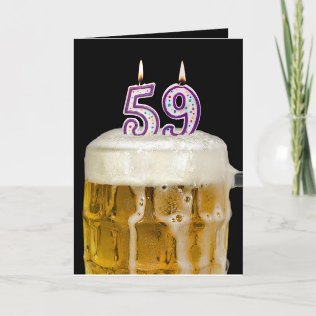 59th Birthday Beer on black Card (Front)