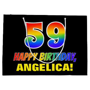 59th Birthday: Bold, Fun, Simple, Rainbow 59 Large Gift Bag