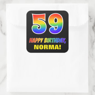 59th Birthday: Bold, Fun, Simple, Rainbow 59 Square Sticker